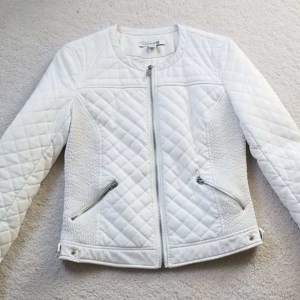Forever 21 Faux Leather Quilted Jacket - Size S